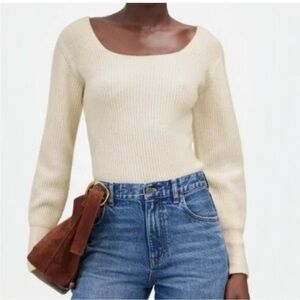 NWT MADEWELL Leyton Square-neck wool/cashmere blend sweater L NT585